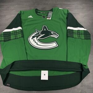 Adidas Vancouver Canucks Jersey 54 St Patrick‎ Day Green Primegreen Strap Hockey
